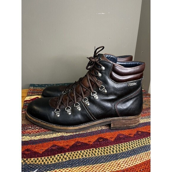 Pikolinos Mens Black Leather Lace Up Ankle Boots Size 48 - Picture 5 of 9